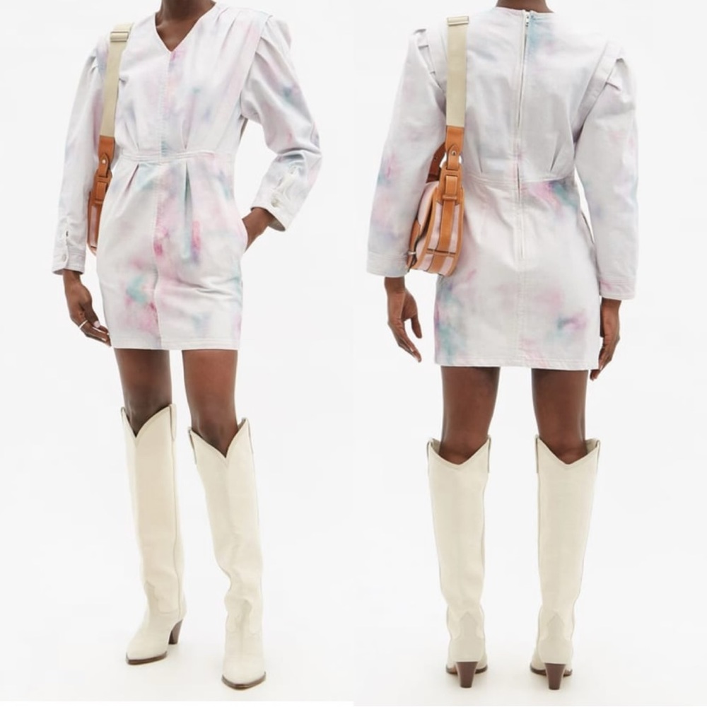 NWT ISABEL MARANT ÉTOILE Lacanau Tie-Dye Denim Mini Dress
